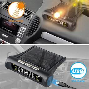 img 3 attached to 🚗 Smart Car Tire Pressure Monitoring System - 6 Alarm Modes for Universal Vehicles - Wireless Solar & USB Charge - 4 External Cap Sensors Included - Real-Time Pressure & Temperature Alerts