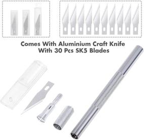 img 3 attached to Anezus Precision Craft Knife Set with Self-Healing Cutting Mat and 30 Hobby Blades - Perfect for Art, Craft, Scrapbooking, and Stencil Projects