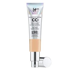 img 4 attached to 🏻 IT Cosmetics Your Skin But Better CC+ Cream, Medium Tan (W) - Color Correcting Cream, Full-Coverage Foundation, Hydrating Serum & SPF 50+ Sunscreen - Natural Finish - 1.08 fl oz: Achieve Flawless Skin!