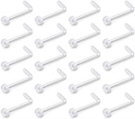 d.bella 18g clear nose ring retainer bioflex l shape studs: stylish and comfortable piercing jewelry with flat top logo