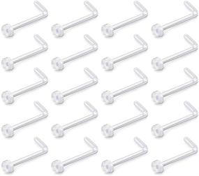 img 2 attached to D.Bella 18g Clear Nose Ring Retainer Bioflex L Shape Studs: Stylish and Comfortable Piercing Jewelry with Flat Top