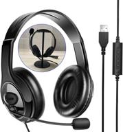 🎧 premium computer headset stand and usb headphone holder - noise cancelling mic, mute & business pc headset for call center, skype chat, webinar, conference calls, online course logo