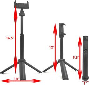 img 3 attached to 📸 Портативный штатив высотой 16,5 дюйма для телефона или веб-камеры - Расширяемый, альбомный и портретный режимы, регулируемый до плоского или под углом 30 градусов, поворот на 360 градусов - Мини версия высотой 9,5 дюйма для удобства при переноске на улице