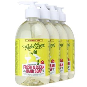 img 4 attached to 🌿 Rebel Green Natural Hand Soap Pump Bottles - Refreshing Peppermint & Lemon Scent - Ideal for Bathroom & Kitchen - 16.9 oz Bottles, 4 Pack