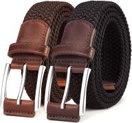 🎁 woven stretch braided gift boxed men's accessories and belts: stylish and versatile additions to your casual wardrobe logo