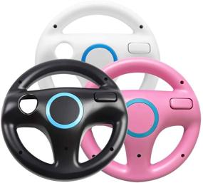 img 4 attached to 🎮 Jadebones Set of 3 Black White Pink Steering Racing Wheels for Wii and Wii U Remote