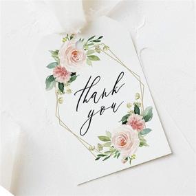 img 2 attached to 🌸 Bliss Collections Geometric Floral Favor Thank You Tags - Greenery & Pink Blush Flower Design, Ideal for Wedding Favors, Baby Shower, Bridal Shower, Birthday or Special Event - Pack of 50