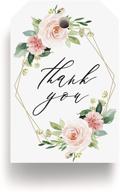 🌸 bliss collections geometric floral favor thank you tags - greenery & pink blush flower design, ideal for wedding favors, baby shower, bridal shower, birthday or special event - pack of 50 logo