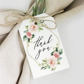 img 3 attached to 🌸 Bliss Collections Geometric Floral Favor Thank You Tags - Greenery & Pink Blush Flower Design, Ideal for Wedding Favors, Baby Shower, Bridal Shower, Birthday or Special Event - Pack of 50