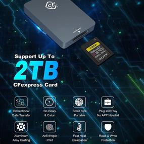 img 2 attached to 💨 High-speed CFexpress Card Reader: USB 3.1 Gen 2 10Gbps Memory Card Adapter for Android/Windows/Mac OS/Linux with USB-C and USB-A Cable