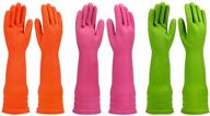 reusable waterproof rubber gloves 3-pack for kitchen cleaning and household dishwashing logo