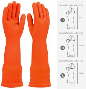 img 3 attached to Reusable Waterproof Rubber Gloves 3-Pack for Kitchen Cleaning and Household Dishwashing