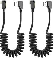 🔌 [2 pack] mcdodo 90 degree retractable led coiled cord nylon braided sync charge usb data 6ft/1.8m cable - compatible with new phone models (90° 2 pack black, 6ft/1.8m) logo
