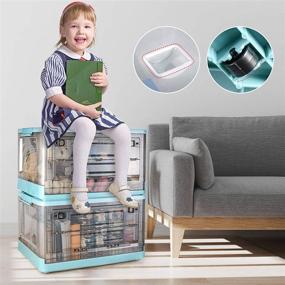 img 1 attached to 📦 Large Stackable Folding Crates with Lids - Plastic Collapsible Storage Bins, Double Door Design for Home and Office, 52 Liters Capacity, 1 Count