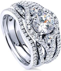 img 4 attached to 💎 Rhodium Zirconia 3 Stone Engagement Jewelry for Women by BERRICLE