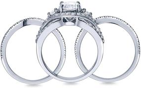 img 1 attached to 💎 Rhodium Zirconia 3 Stone Engagement Jewelry for Women by BERRICLE