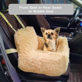 img 1 attached to FAREYY Elevated Dog Car Seat for Small Dogs - Booster Seat with Storage Pocket and Clip-On Safety Leash, Warm Plush Pet Booster Seat