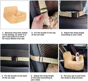 img 2 attached to FAREYY Elevated Dog Car Seat for Small Dogs - Booster Seat with Storage Pocket and Clip-On Safety Leash, Warm Plush Pet Booster Seat