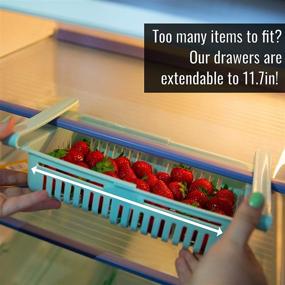 img 1 attached to Refrigerator Drawer Organizer (Pack of 4 - 8.5in x 6.7in x 3.3in) - Adjustable Fridge Kitchen Organizer with Pull Out Storage Rack Box - Sliding Partition Hanging Organizer for Shelves