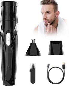 img 4 attached to 👃 USB Rechargeable Nose Hair Trimmer - 3-in-1 Waterproof Facial Eyebrow Ear Beard Clipper for Men & Women