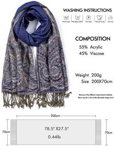 img 3 attached to Pashmina Reversible Paisley Blanket Scarves Women's Accessories