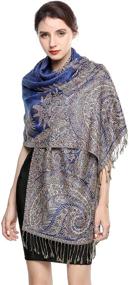 img 4 attached to Pashmina Reversible Paisley Blanket Scarves Women's Accessories