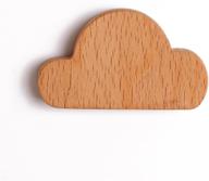 🌤 2-pack stylish cloud-shaped wooden magnetic key hook - creative wall key hangers for home office (yellow) логотип