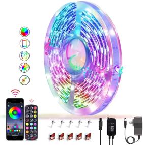 img 4 attached to 🌈 KULUNER 16.4ft Smart LED Strip Lights - Music Sync, Color Changing, Remote Control, Bluetooth Connectivity - Perfect for Bedroom, Kitchen, Bar, and Home Decor - RGB LED Strips for Room Ambiance