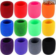 🎙️ enhance your performance with the 30 pack thick handheld stage microphone windscreen foam cover karaoke dj (12 color) logo