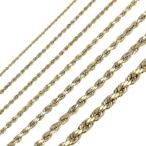 img 1 attached to 🌟 10K Gold Diamond Cut Rope Chain Necklace, Bracelet, Anklet - Unisex Sizes 7"-30" - 1.5MM, 2MM, 2.5MM, 3MM, 3.5MM, 4MM, 5MM, or 7MM - Yellow, White, or Rose