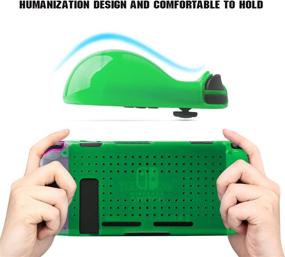 img 1 attached to 📱 Green Protective Case for Switch Console: Shock-Absorbing & Anti-Scratch Grip Cover - Soft & Comfortable TPU