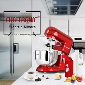 img 1 attached to Improved CHEFTRONIC Stand Mixer SM-986 with Tilt-head Design | 120V/650W | 5.5qt Stainless Steel Mixing Bowl | 6-Speed Kitchen Electric Mixer | Includes Flex Edge Beater, Flat Beater, Dough Hook, Wire Whip, and Splash Guard