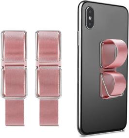 img 4 attached to 📱 YUOROS 2 Pack Pink Phone Grip Strap Holder for Hand and Desk - Phone Back Holder