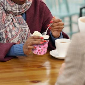 img 1 attached to 🍦 Ice Cream and Leopard Pattern Pint Size Neoprene Ice Cream Sleeves - 2 Pack with Spoon Holder Cover