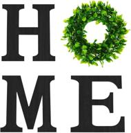 🏡 modern farmhouse black wooden home sign with flower garland decoration – 12 inch home letters with wreath wall decor perfect for living room, entryway, kitchen; ideal housewarming present логотип