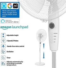 img 3 attached to 🌀 Smart WiFi Oscillating Pedestal Fan with Voice Control - Alexa, Google Home, Siri Compatible - 16” Quiet Stand Up Fan, Adjustable Height, 3 Speeds, 3 Modes, Timer - NASH PF-1 CoolSmart