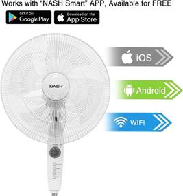 img 2 attached to 🌀 Smart WiFi Oscillating Pedestal Fan with Voice Control - Alexa, Google Home, Siri Compatible - 16” Quiet Stand Up Fan, Adjustable Height, 3 Speeds, 3 Modes, Timer - NASH PF-1 CoolSmart