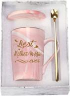 🎁 best mother in law coffee mug: perfect birthday & mother's day gift, 14oz pink mug with gift box, spoon & coaster included logo