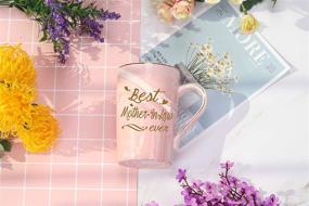 img 2 attached to 🎁 Best Mother In Law Coffee Mug: Perfect Birthday & Mother's Day Gift, 14oz Pink Mug with Gift Box, Spoon & Coaster Included