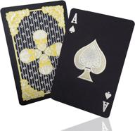 high-quality waterproof black playing cards with gold foil patterns & hd printing, durable 🃏 & flexible, made of premium plastic material – perfect for family game parties (black - gangster) logo