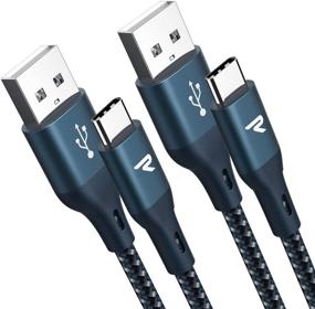 img 4 attached to RAMPOW Fast Charging USB C Cable [6.5ft, 2-Pack, QC 3.0] - Durable Nylon Braided USB Type C Cable - 3A Samsung Charger Cable for Galaxy S9/S10/S20/S8/Note 9/10, LG G7/V20 and More - Navy Blue