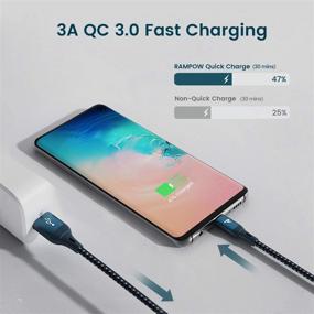 img 3 attached to RAMPOW Fast Charging USB C Cable [6.5ft, 2-Pack, QC 3.0] - Durable Nylon Braided USB Type C Cable - 3A Samsung Charger Cable for Galaxy S9/S10/S20/S8/Note 9/10, LG G7/V20 and More - Navy Blue