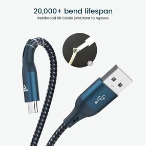 img 2 attached to RAMPOW Fast Charging USB C Cable [6.5ft, 2-Pack, QC 3.0] - Durable Nylon Braided USB Type C Cable - 3A Samsung Charger Cable for Galaxy S9/S10/S20/S8/Note 9/10, LG G7/V20 and More - Navy Blue