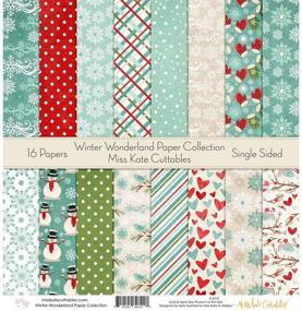 img 1 attached to 🌨️ Miss Kate Cuttables 12"x12" Winter Wonderland Pattern Paper Pack - Specialized Scrapbook Paper Collection with 16 Single-Sided Sheets