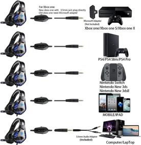 img 2 attached to PS4 Nintendo Switch Xbox One PC Gaming Headset with 🎧 LED Light, Noise Canceling, Soft Memory Earmuffs, Mic - Enhanced Gaming Headphone