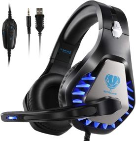 img 3 attached to PS4 Nintendo Switch Xbox One PC Gaming Headset with 🎧 LED Light, Noise Canceling, Soft Memory Earmuffs, Mic - Enhanced Gaming Headphone