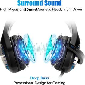 img 1 attached to PS4 Nintendo Switch Xbox One PC Gaming Headset with 🎧 LED Light, Noise Canceling, Soft Memory Earmuffs, Mic - Enhanced Gaming Headphone