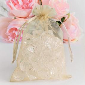 img 3 attached to 🎀 100 Pack of Ivory Sheer Drawstring Organza Bags - Perfect for Wedding, Party Decorations, Arts & Crafts Gifts - 5x7 Inch Mini Size