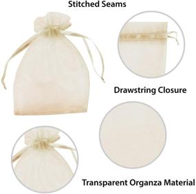 img 1 attached to 🎀 100 Pack of Ivory Sheer Drawstring Organza Bags - Perfect for Wedding, Party Decorations, Arts & Crafts Gifts - 5x7 Inch Mini Size