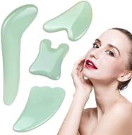 ultimate pain relief: 4-piece natural jade gua sha massage tool set for face, back, and neck logo